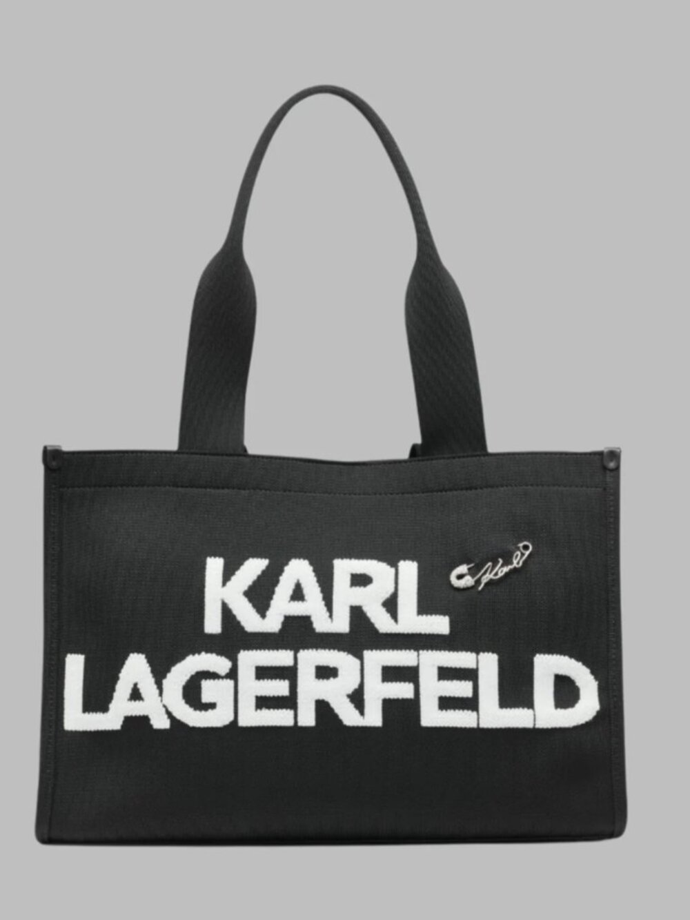 KARL LAGERFELD Kristina Large Black & White Tote Bag with Wristlet